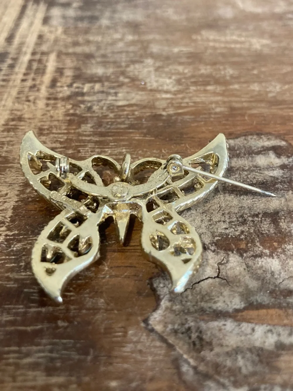 Vintage Gerry’s Gold Tone and Light Turquoise Colored Butterfly Brooch / Pendant